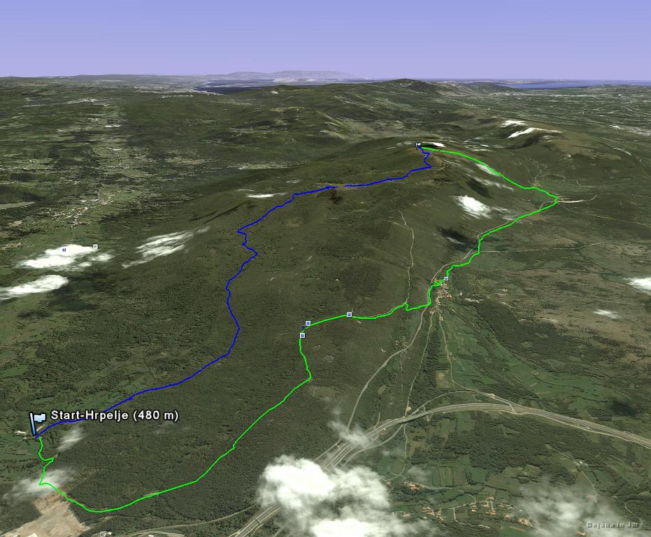 Slika_02.jpg - Višinske razlike resnično ni, enih 500-600 m. Verjetno bova kakšno podobno traso usekala tudi z biciklom.