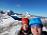 Na vrhu Velike Mojstrovke (2366 m), ki je najin 70. enkrat osvojen slovenski vrh višji od 2000 m. V ozadju pa Jalovec in Mangart.